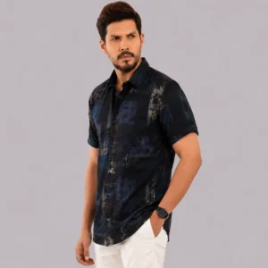 Abstract Print Navy Blue