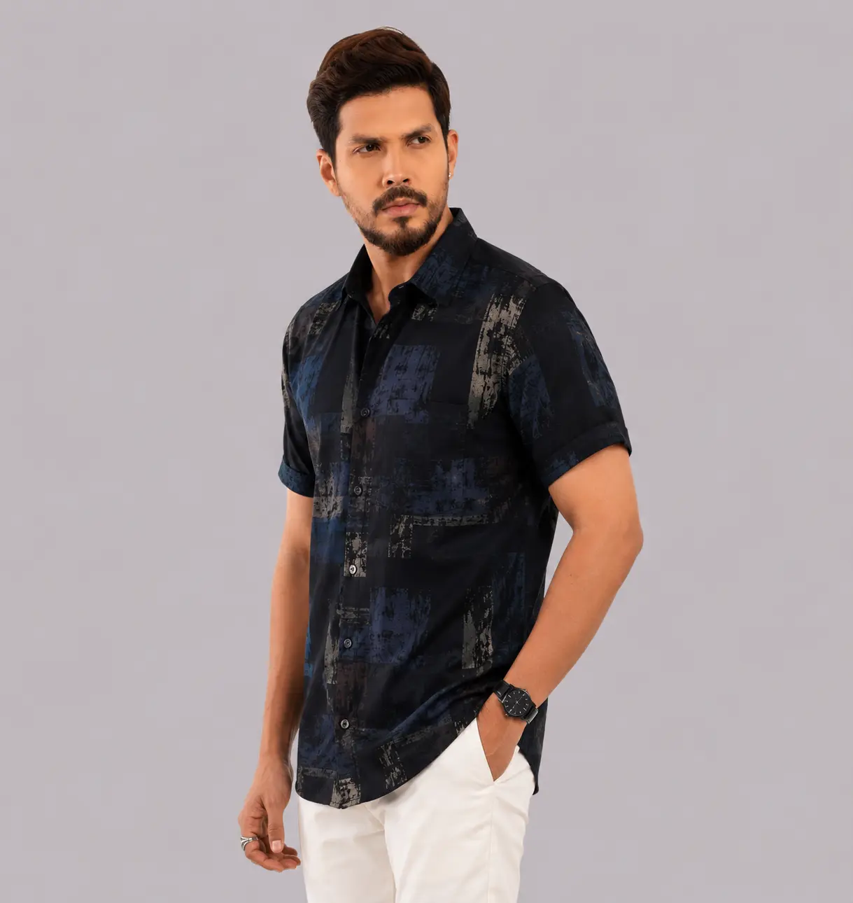 Abstract Print Navy Blue