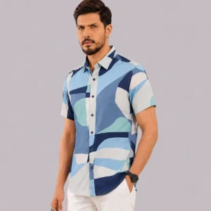 Blue & White Block Print Shirt