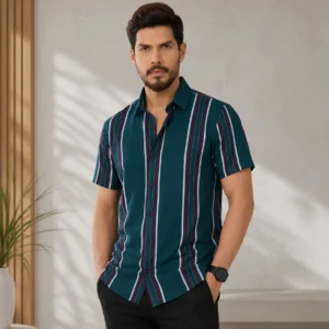 Dark Green & Purple Multi-Striped Shirt