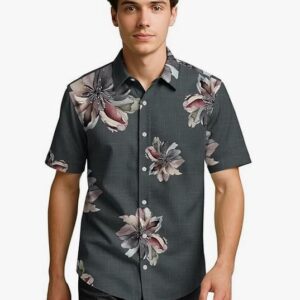 Dark Grey Big Floral