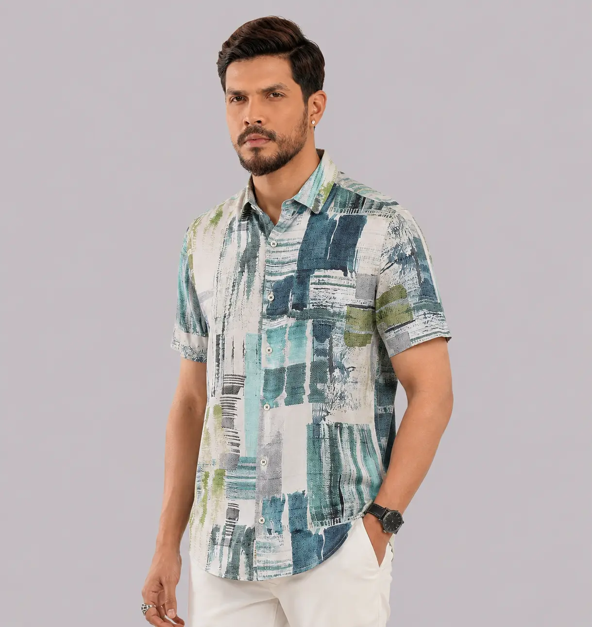 Multicolor Brush Stroke Print Shirt
