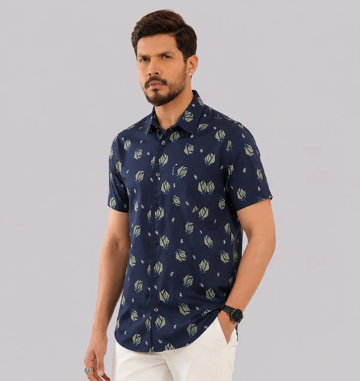 Navy Blue Tulip Print