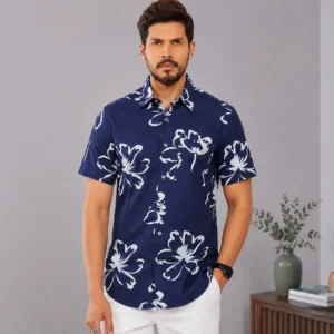 Royal Blue Lily Print
