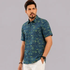 Teal Blue Floral Motif