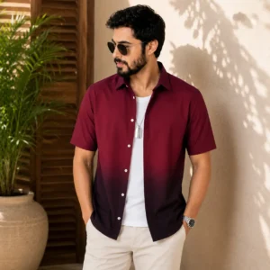 Maroon Ombre Casual Shirt