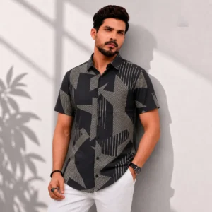 Black Olive Geometric Print