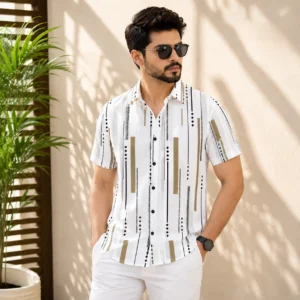 White Multi Stripe Print
