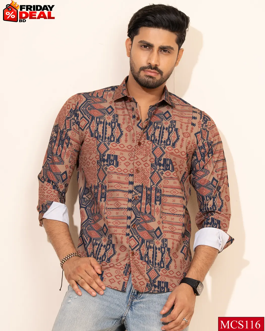 MCS116 Navy Brown Print (MCS116) - Image 1